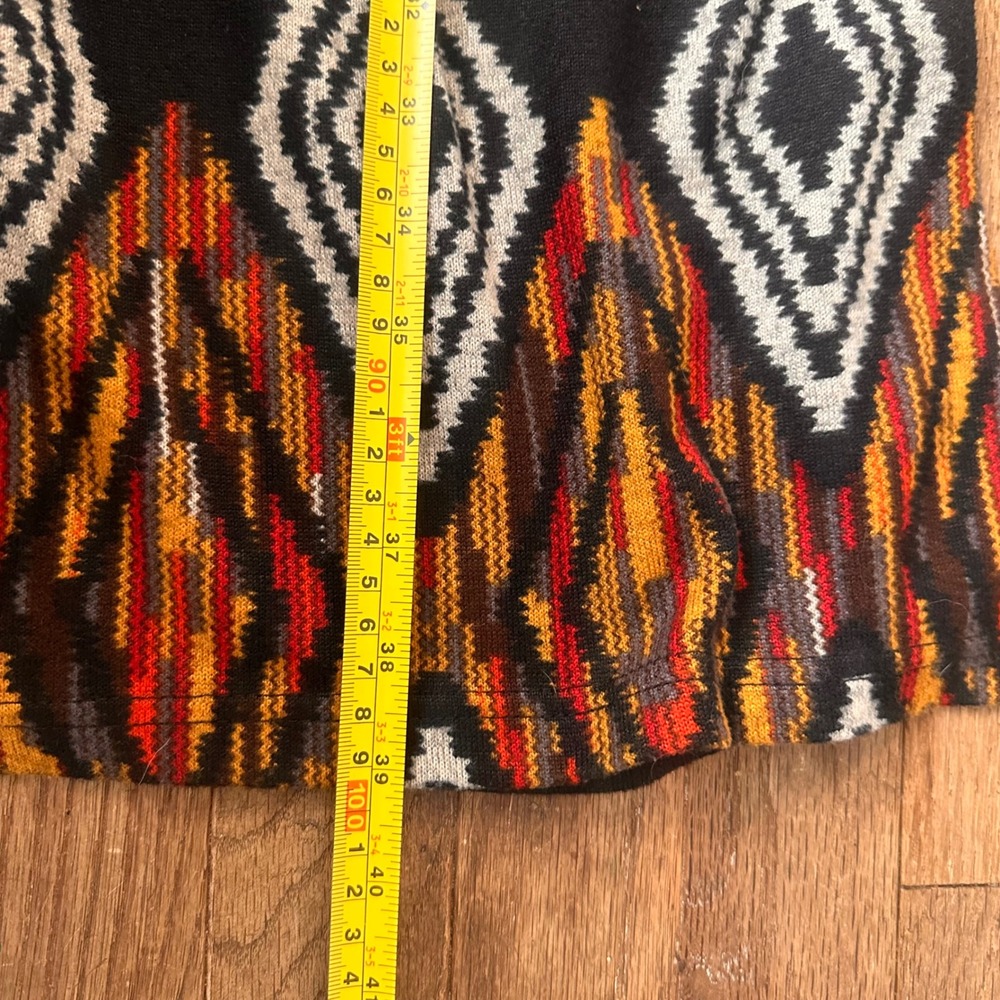 Yak & Yeti Cardigan Boho Aztec Sweater Womens L/XL Longline Diamond Knit‎ Black - Picture 6 of 8